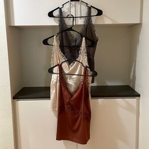 SET OF 3! Satin Lace Camisoles
